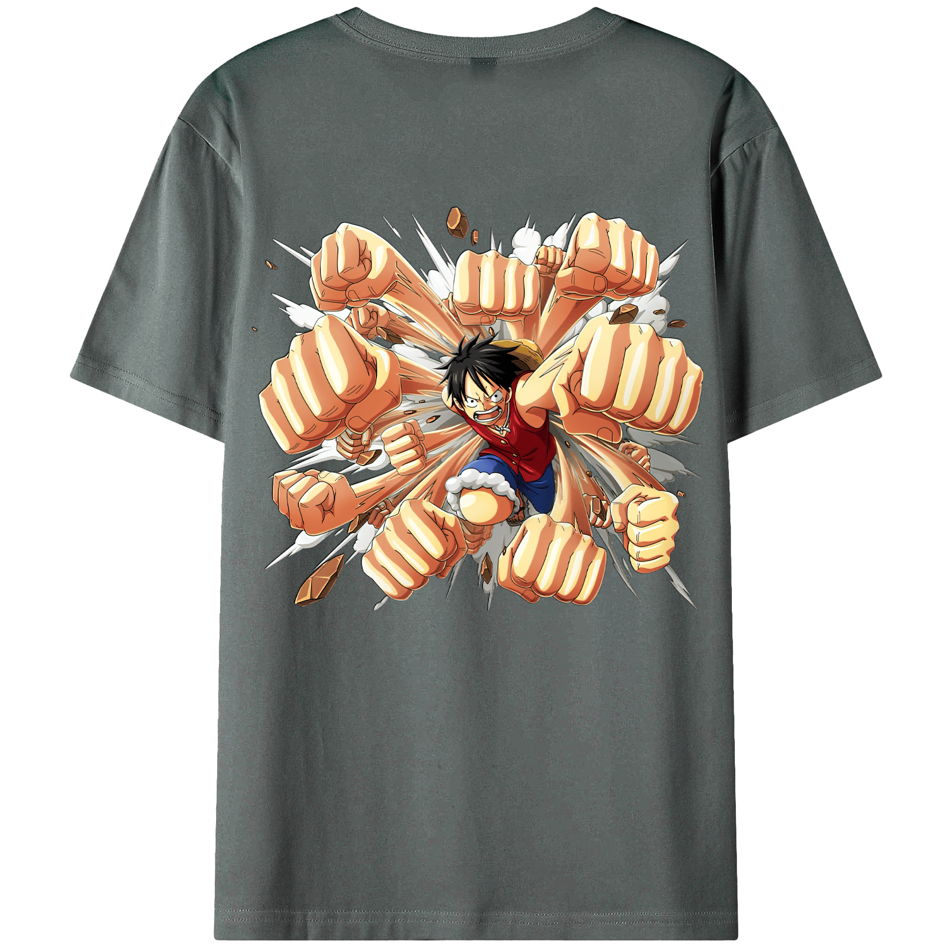 （画像用） ワンピース モンキー・D・ルフィ ONE PIECE Monkey D. Luffy 綿100％ メンズ半袖Tシャツ（バックプリント） 通気性